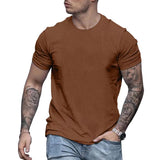 Men's Round Neck Solid Color Casual Short-sleeved T-shirt 96990283X