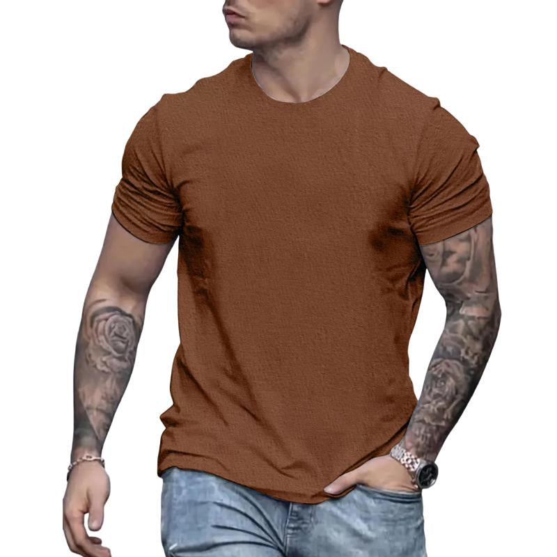 Men's Round Neck Solid Color Casual Short-sleeved T-shirt 96990283X