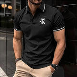 Men's Casual Letter Print Short Sleeve Polo Shirt 79873242Y