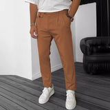 Men's Solid Color Casual Slim Straight Pants 53346486Y