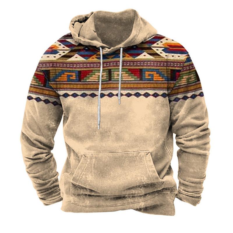 Men's Retro Print Street Hoodie 19511736U