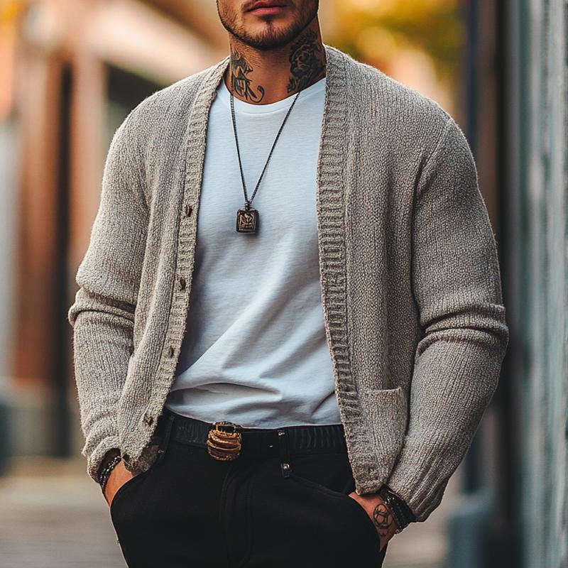 Men's Blended Knitted Cardigan 70699932X