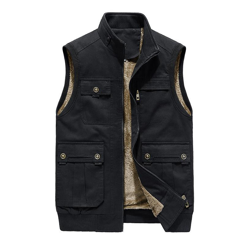 Men's Outdoor Casual Plush Stand Collar Warm Vest 61685956Y