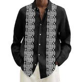 Men's Casual Printed Lapel Long Sleeve Shirt 30654645X