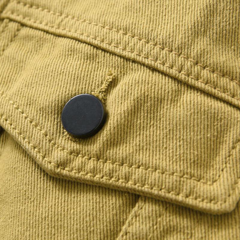Men's Vintage Solid Lapel Single Breasted Slim Denim Jacket 12833129M