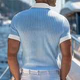 Men's Contrast Color Knitted Short-sleeved POLO Shirt 50946670X