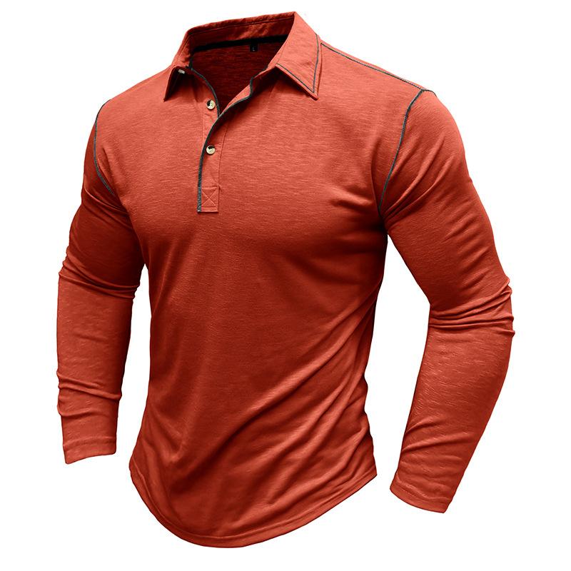 Men's Solid Color Long Sleeve Lapel Polo Shirt 28855071X