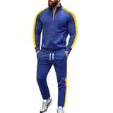 Men's Colorblock Stand Collar Long Sleeve Zipper Jacket Trousers Sports Casual Set 55954986Z