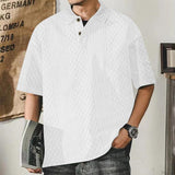 Men's Solid Loose Lapel Short Sleeve Casual Polo Shirt 54549536Z
