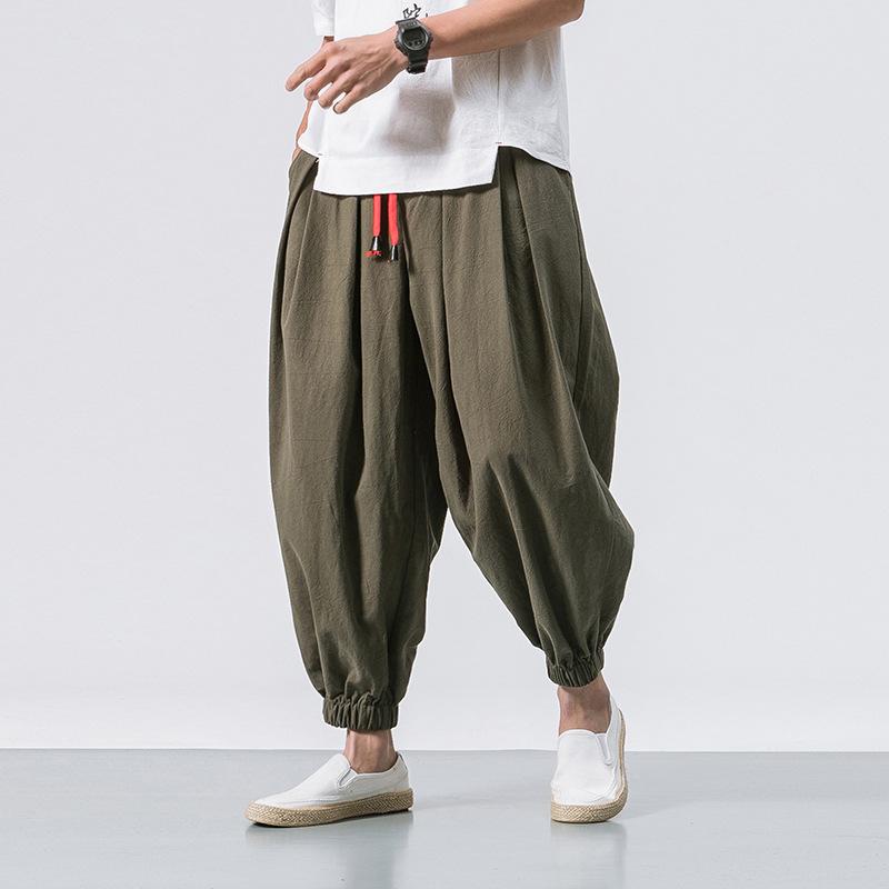 Men's Elastic Loose Cotton and Linen Harem Pants 70666008X