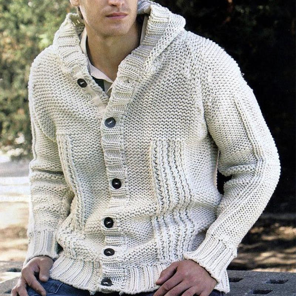 Men's Cable Knit Hooded Cardigan 69508153U