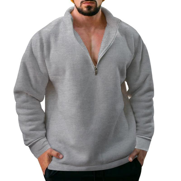 Men's Solid Color Fleece Half Zipper Sweatshirt 15532693X