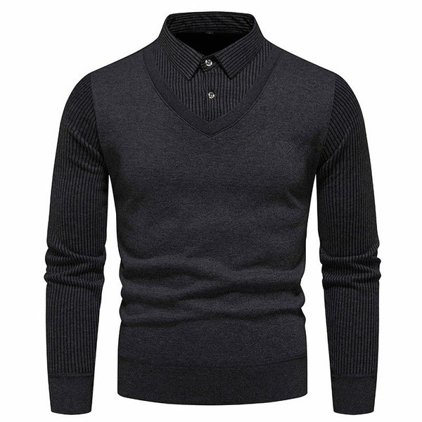 Men's Striped Shirt Collar Long Sleeve Casual Polo Shirt 93232409Z