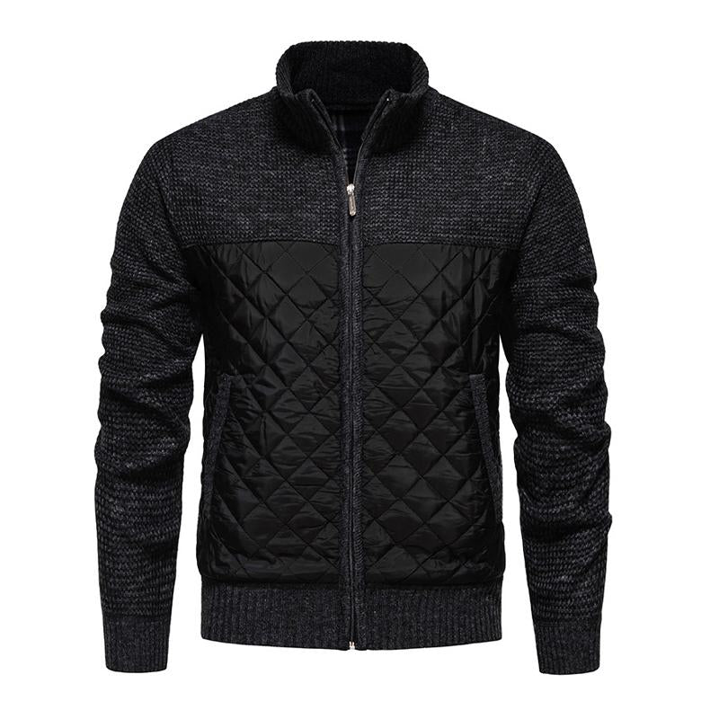 Men's Casual Stand Collar Stitching Knitted Jacket 70284040X