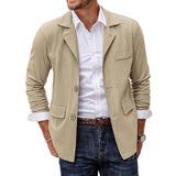 Men's Cotton and Linen Solid Color Casual Blazers 16598676X