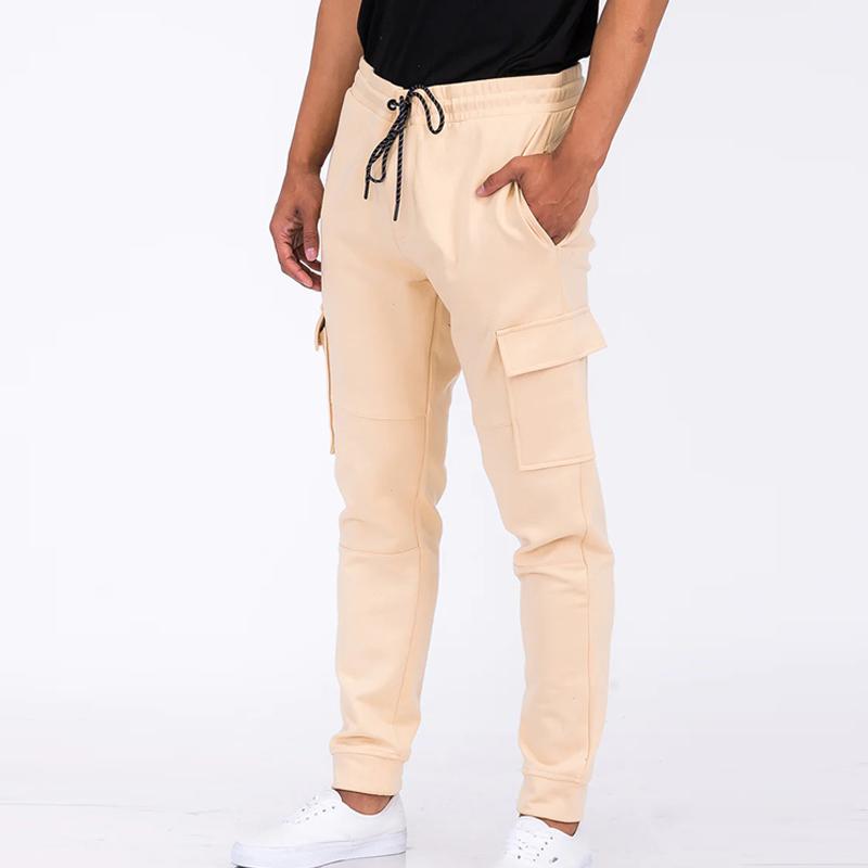 Men's Sport Solid Color Drawstring Multi-Pocket Cargo Pants 58319009Y