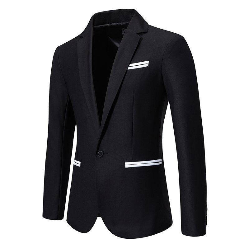 Men's Colorblock Slim Fit Lapel Single Button Blazer 11088297Y