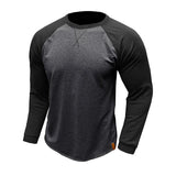 Men's Round Neck Long Sleeve Casual Color Block Pullover T-shirt 89657764X