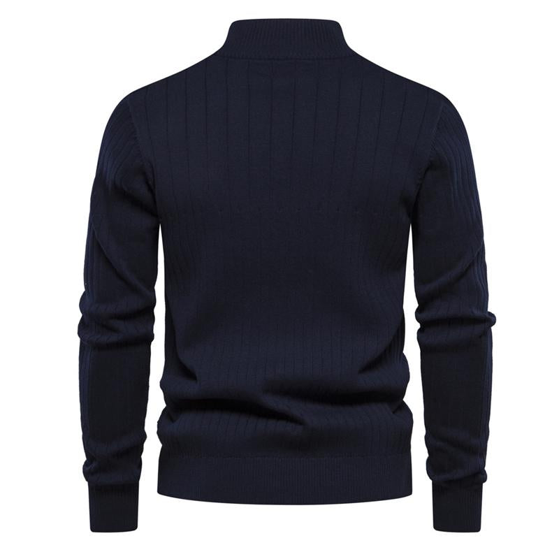 Men's Stand Collar Half Zip Solid Color Pullover Sweater 99789897X