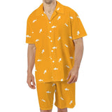 Men's Shorts Drawstring Lapel Short Sleeve Shirt Beach Shorts Printed Set 72498851X