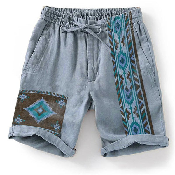 Men's Ethnic Print Beach Drawstring Shorts 89368536Y