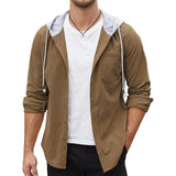 Men's Casual Solid Corduroy Pocket Hooded Shirt 56697277Y