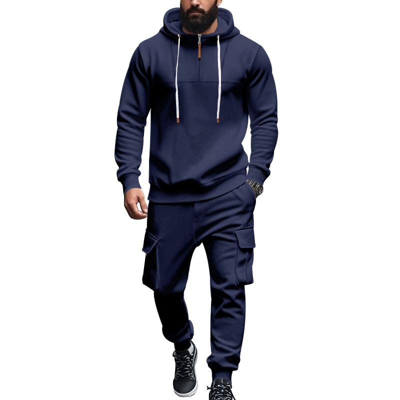 Men's Loose Sports Hooded Sweatshirt and Pants Set 40057919Y