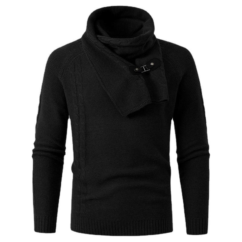 Men's Detachable Scarf Round Neck Knitted Sweater 65188807U