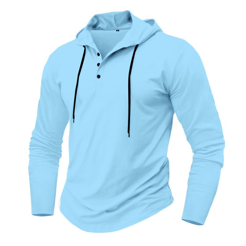 Men's Casual Solid Color Loose Long Sleeve Hoodie 50305630X