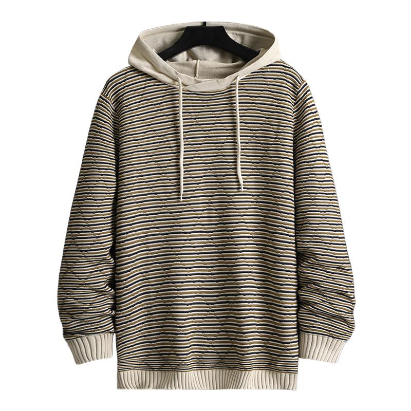 Men's Casual Contrast Striped Knitted Sports Hoodie 25150672M
