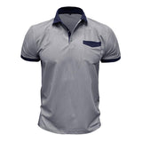 Men's Short Sleeve Stretch Denim Polo Shirt 66155478X