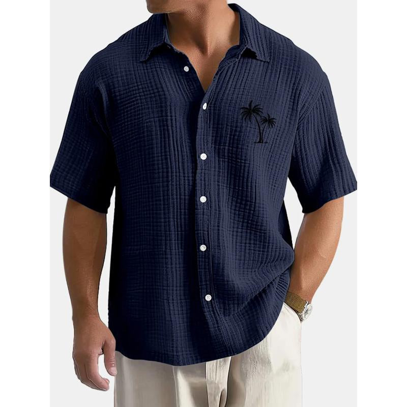 Men's Coconut Tree Printed Loose Short Sleeve Shirt 34561366Y