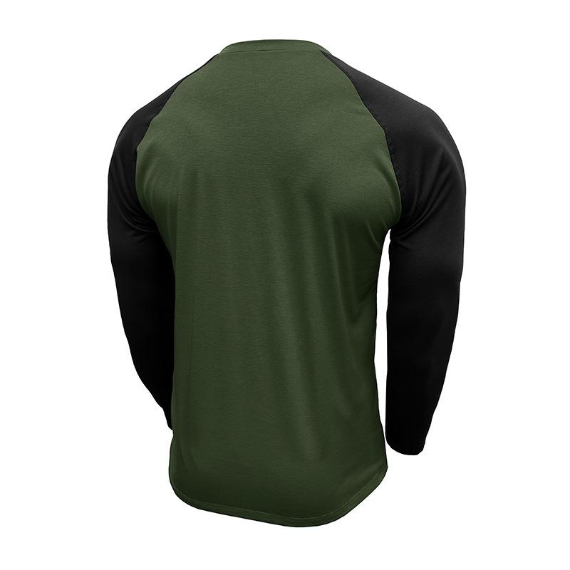 Men's Casual Round Neck Colorblocked Raglan Long Sleeve Slim Fit T-shirt 13360949M