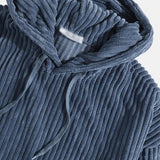 Men's Casual Solid Color Thickened Corduroy Kangaroo Pocket Long Sleeve Hoodie 13758142M