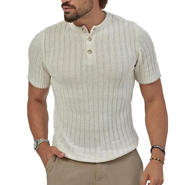 Men's Solid Color Knitted Short-sleeved POLO Shirt 31928521X