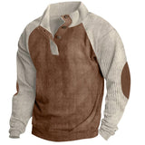 Men's Retro Corduroy Colorblock Raglan Sleeve Stand Collar Sweatshirt 12413764Y