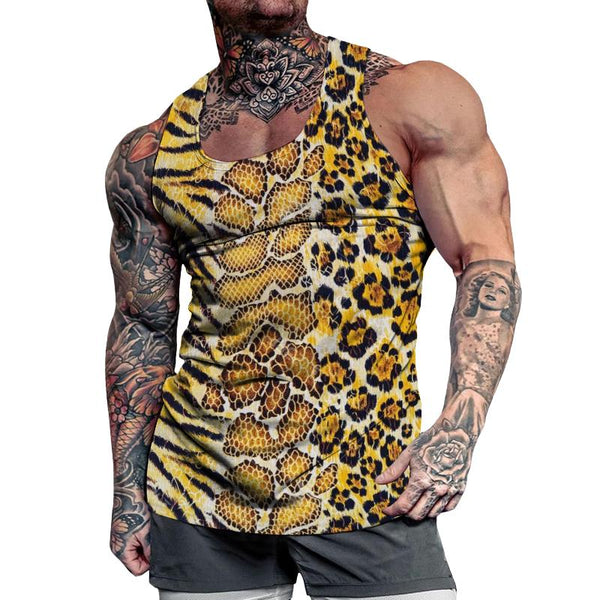 Men's Casual Sexy Leopard Print Round Neck Tank Top 68348540TO