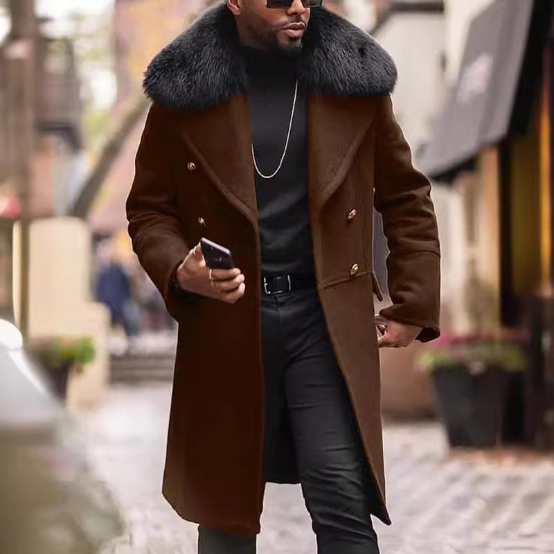 Men's Winter Fur Collar Mid-length Coat 97855887U