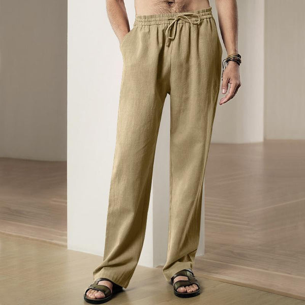 Men's Casual Solid Color Linen Breathable Loose Trousers 83743622M