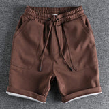 Men's Casual Patch Pocket Cotton Blended Loose Elastic Waist Shorts 66232027M