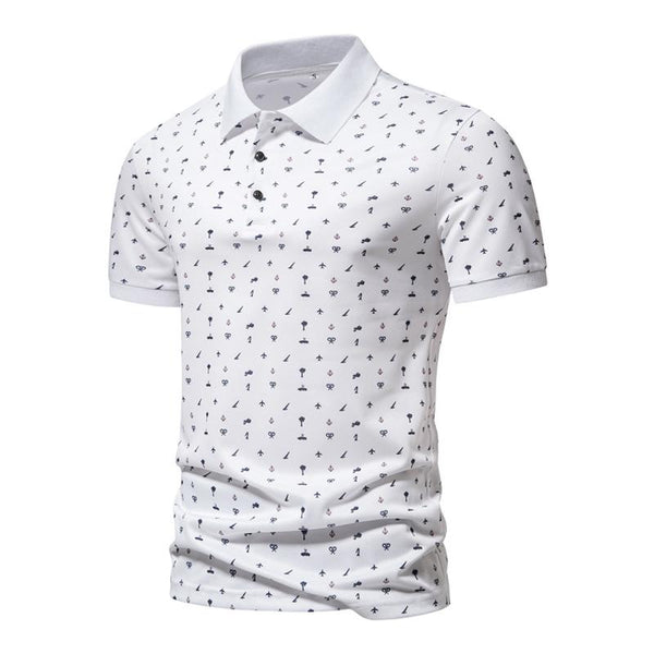 Men's Casual Printed Lapel Short Sleeve Polo Shirt 53226893M