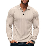 Men's Casual Elastic Long Sleeve POLO Shirt 38636391X