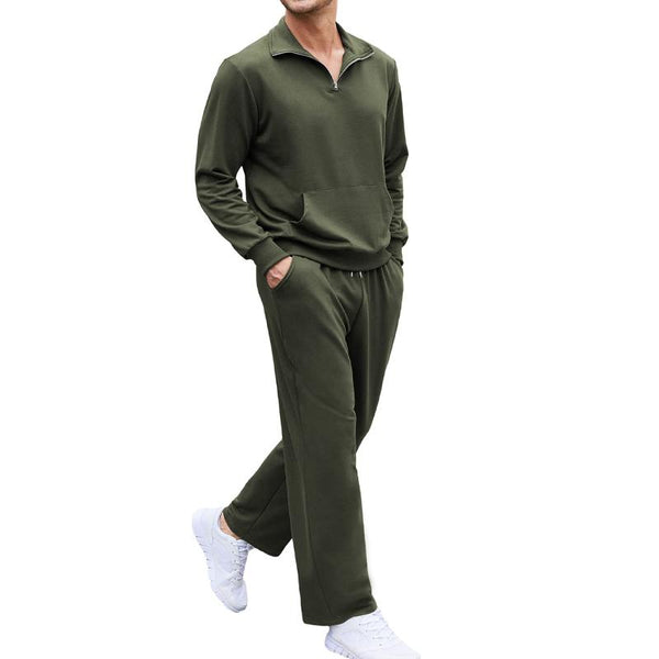 Men's Solid Color Long-sleeved Trousers Casual Sports Two-piece Set 32927415X
