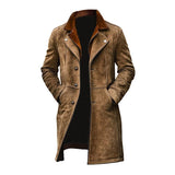 Men's Vintage Double Collar Suede Mid-Length Coat 50714352X