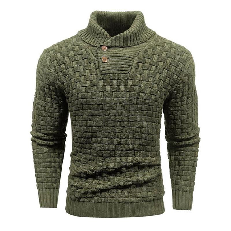 Men's Solid Color Round Neck Pullover Lapel Sweater 19352883X