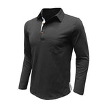 Men's Casual Chest Pocket Lapel Long Sleeve Polo Shirt 02577837Y