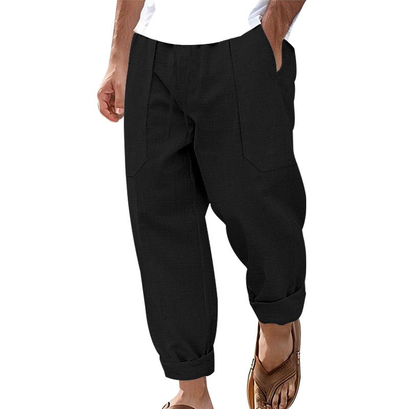 Herren Casual Baumwolle Leinen Atmungsaktive Bequeme Hose 27843483M