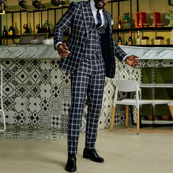 Men's Retro Casual Plaid Printed Two-Piece Suit 48580242TO