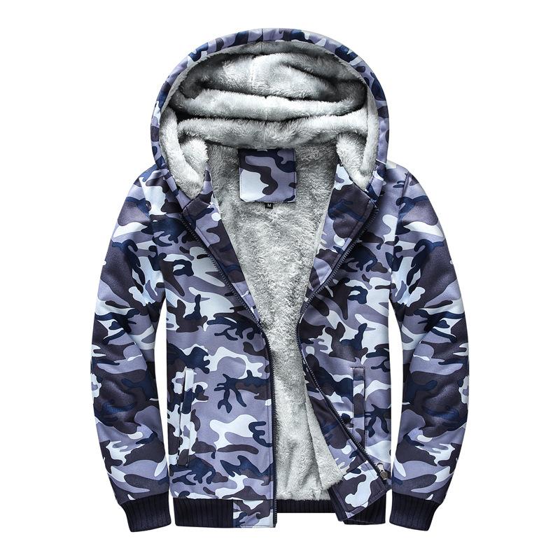 Men's Camouflage Fleece Warm Hooded Jacket 82658645U