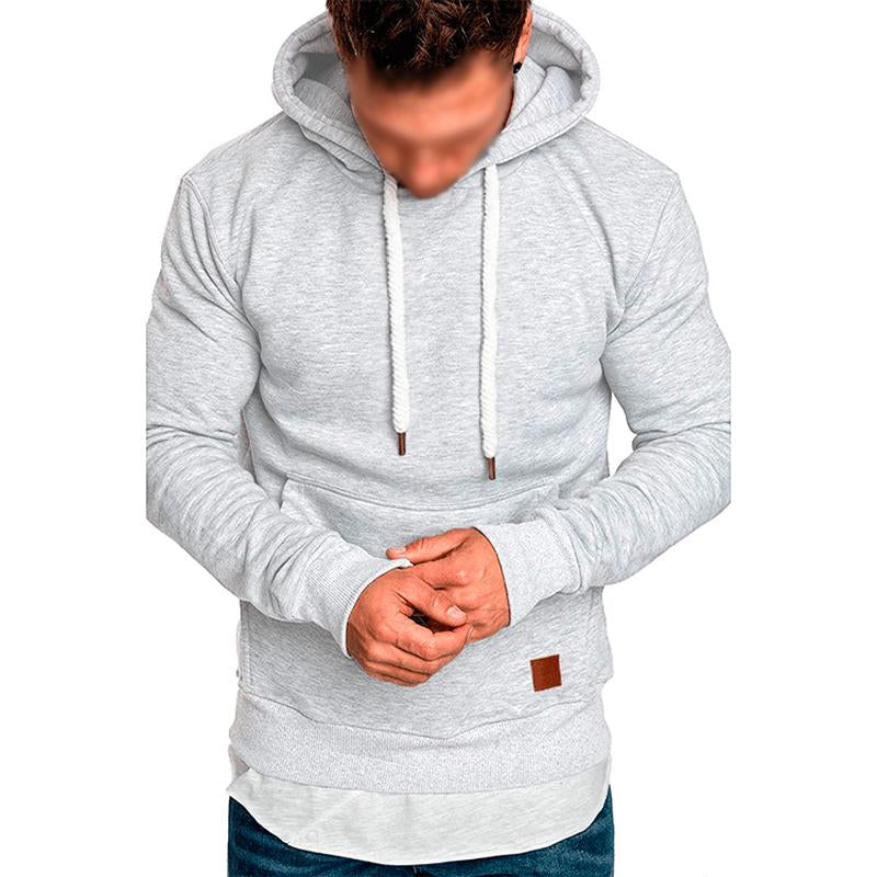 Men's Casual Solid Color Long Sleeve Hooded Sweatshirt 19801946Y